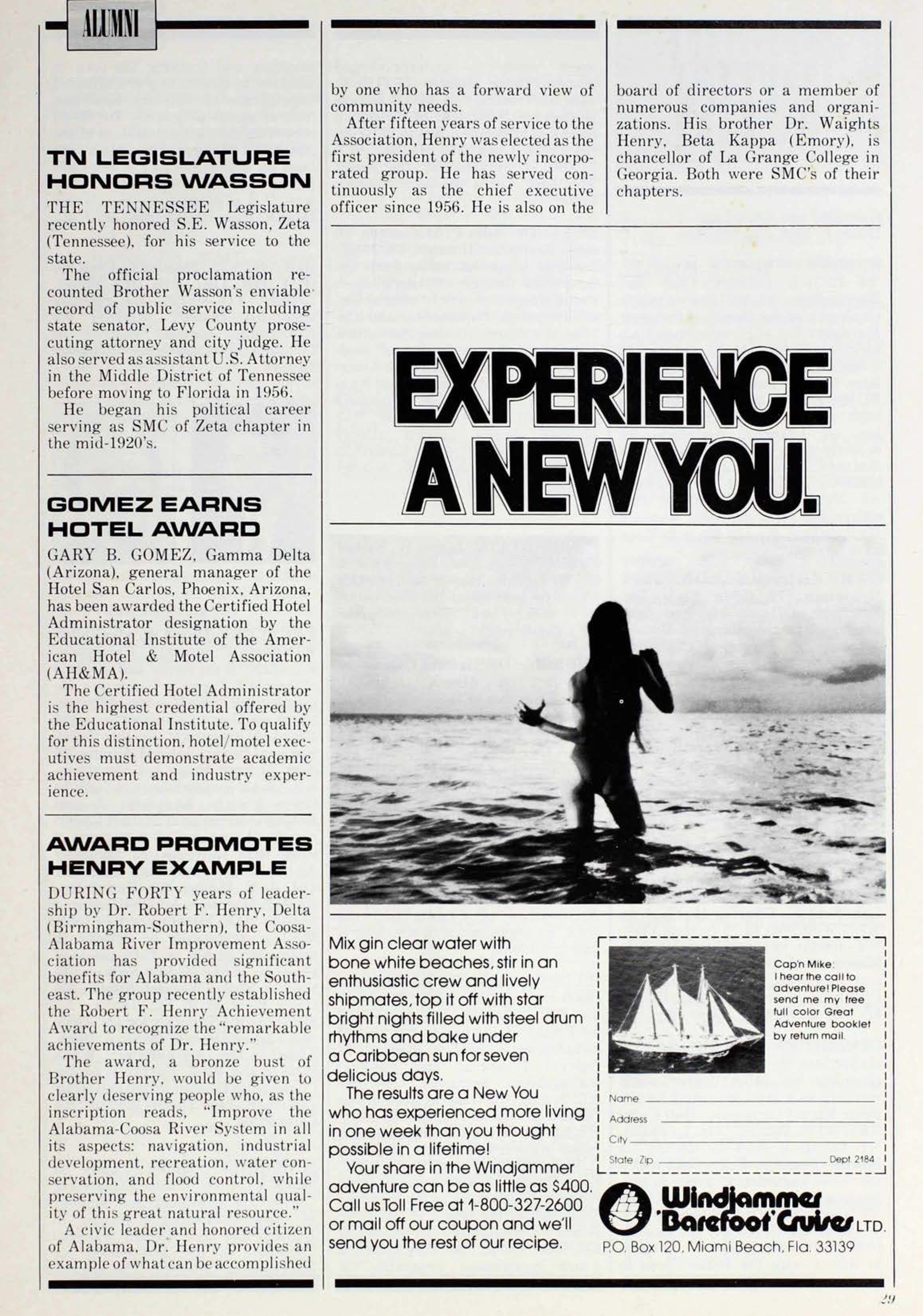 Windjammer 'Barefoot' Cruises Ltd. Advertisement, March 1982